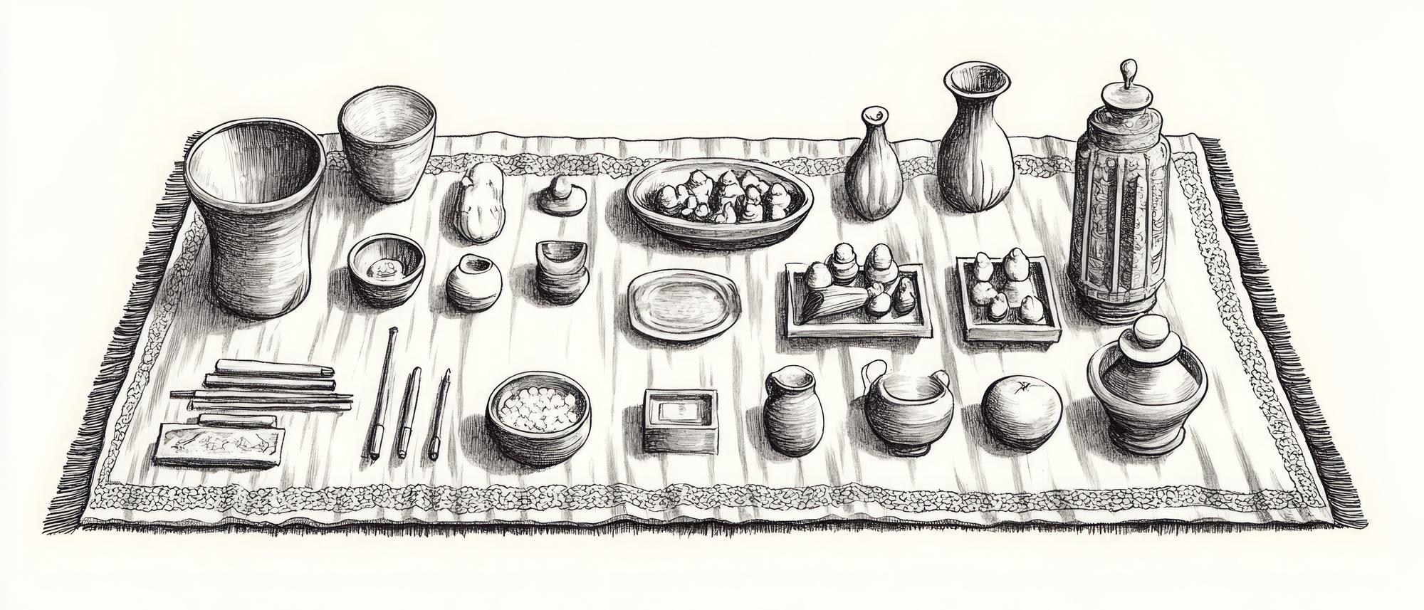 Sample plated dishes and planning sketches